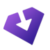 Purple square icon with a folded geometric shape