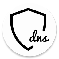 Black shield lettered dns inside a white circle