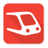 White tram front on a red rounded square