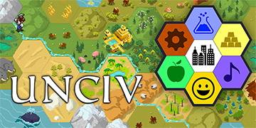 Official Unciv banner showing its hexagonal logo over a game map