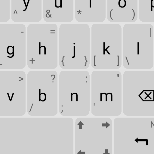 Grey keyboard keys with corner symbols and black arrows