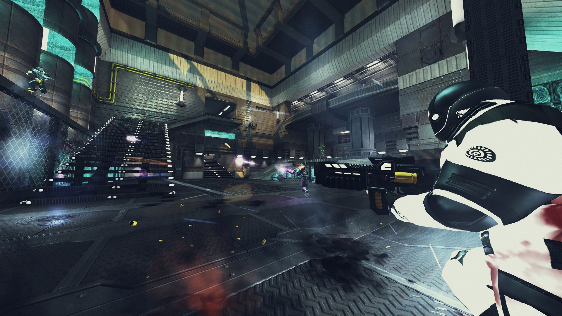 Official Xonotic screenshot of an arena firefight